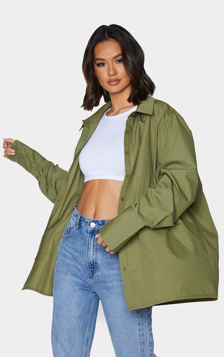 Khaki Oversized Cuff Shirt