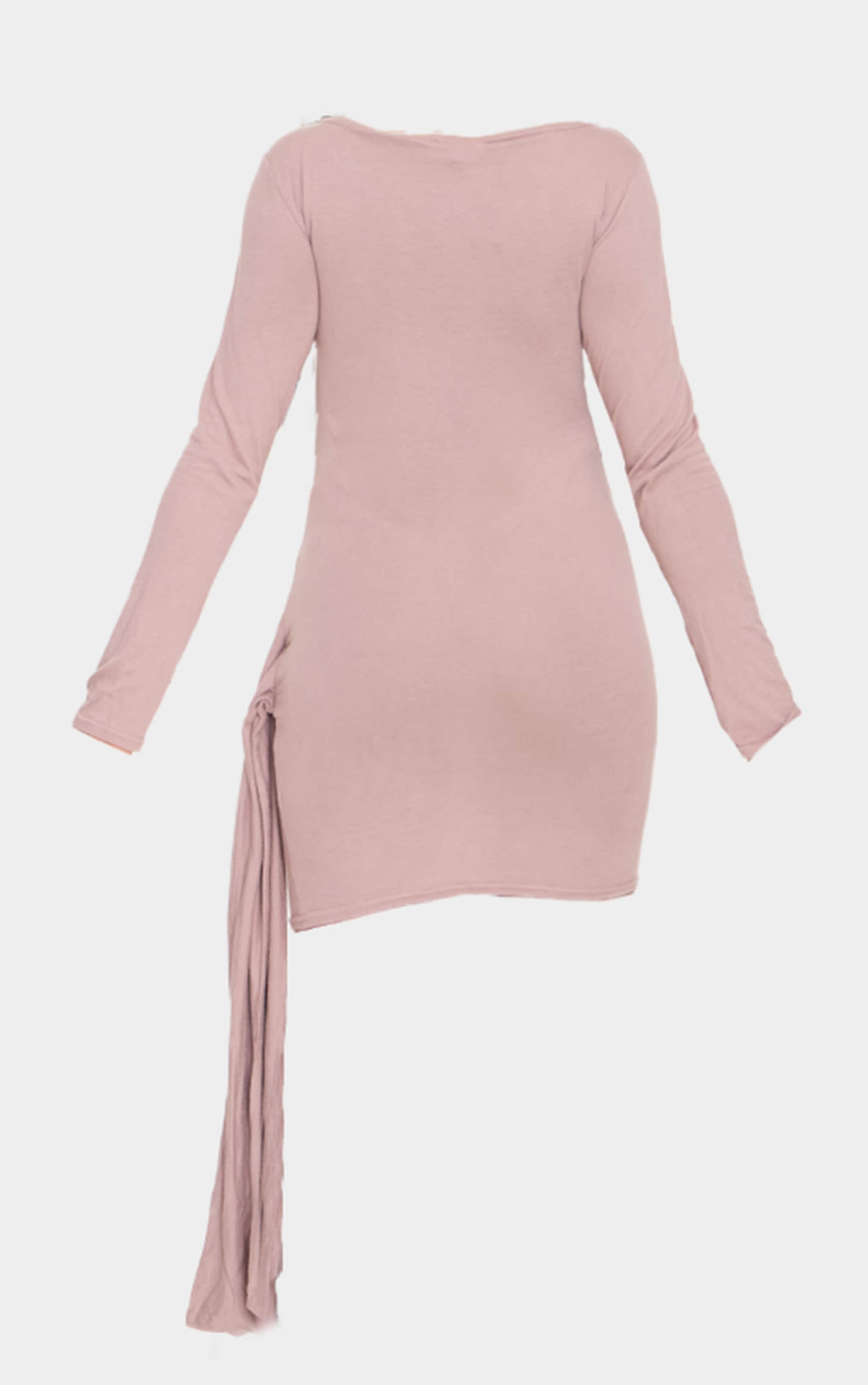 Maternity Mocha Brushed Tie Front Mini Dress image 5