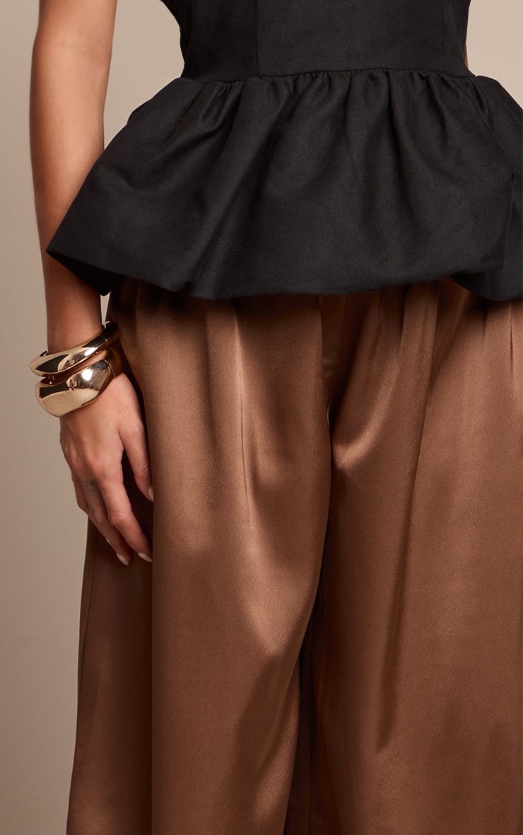 Mushroom Satin Pleated Wide Leg Pants image 4