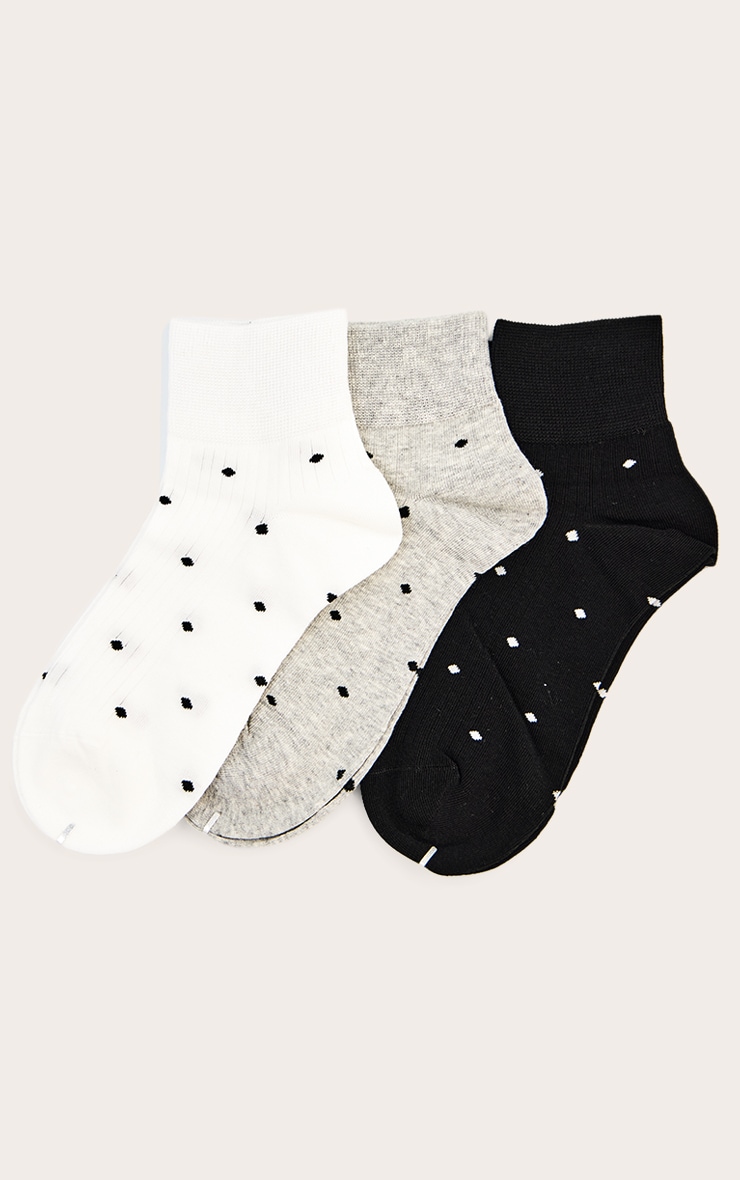Cream, Grey, Black Polka Dot Sock Multi-Pack image 2
