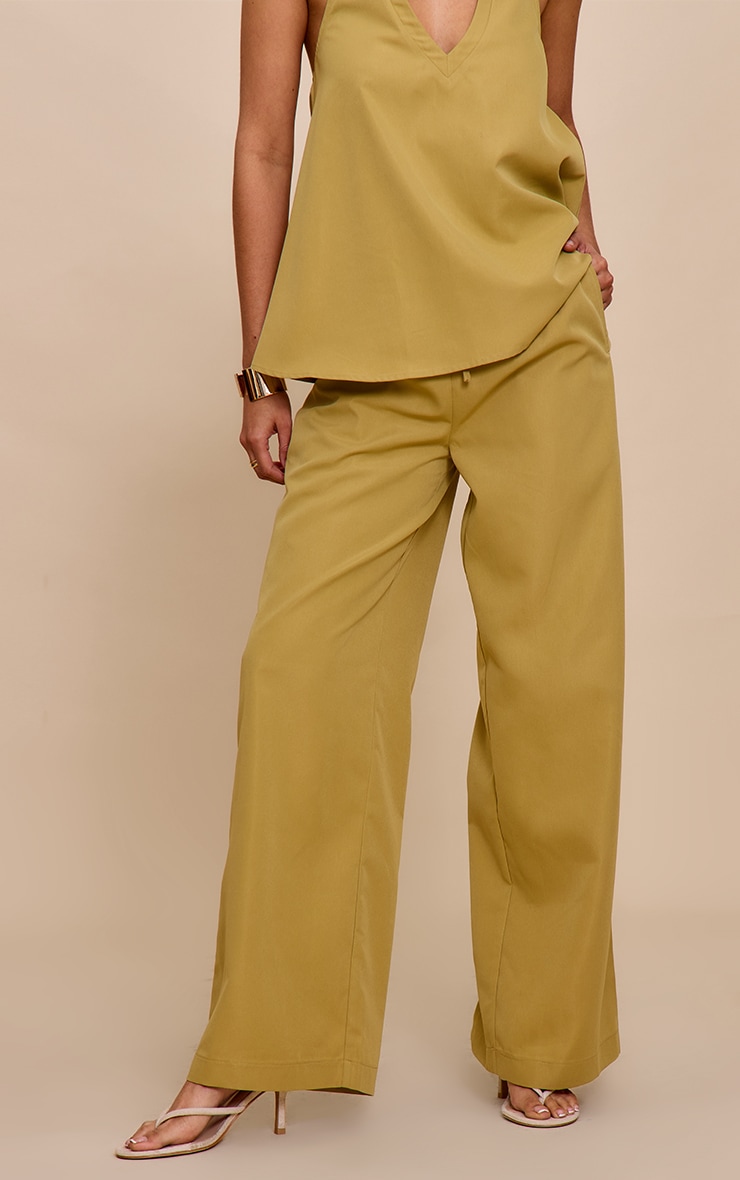Sand Tailored Wide Leg Drawstring Pants image 2