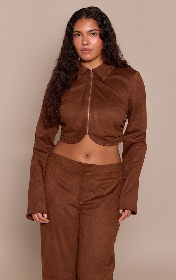 Shape Brown Suede Zip Through Jacket