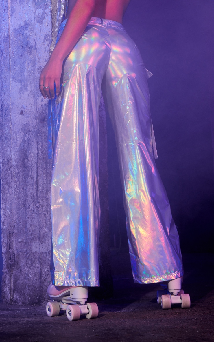 Purple holographic pants sales