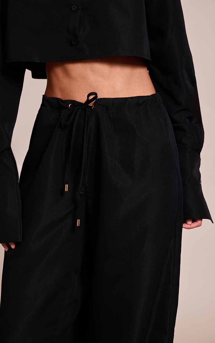 Black Oversized Drawstring Straight Leg Pant image 4