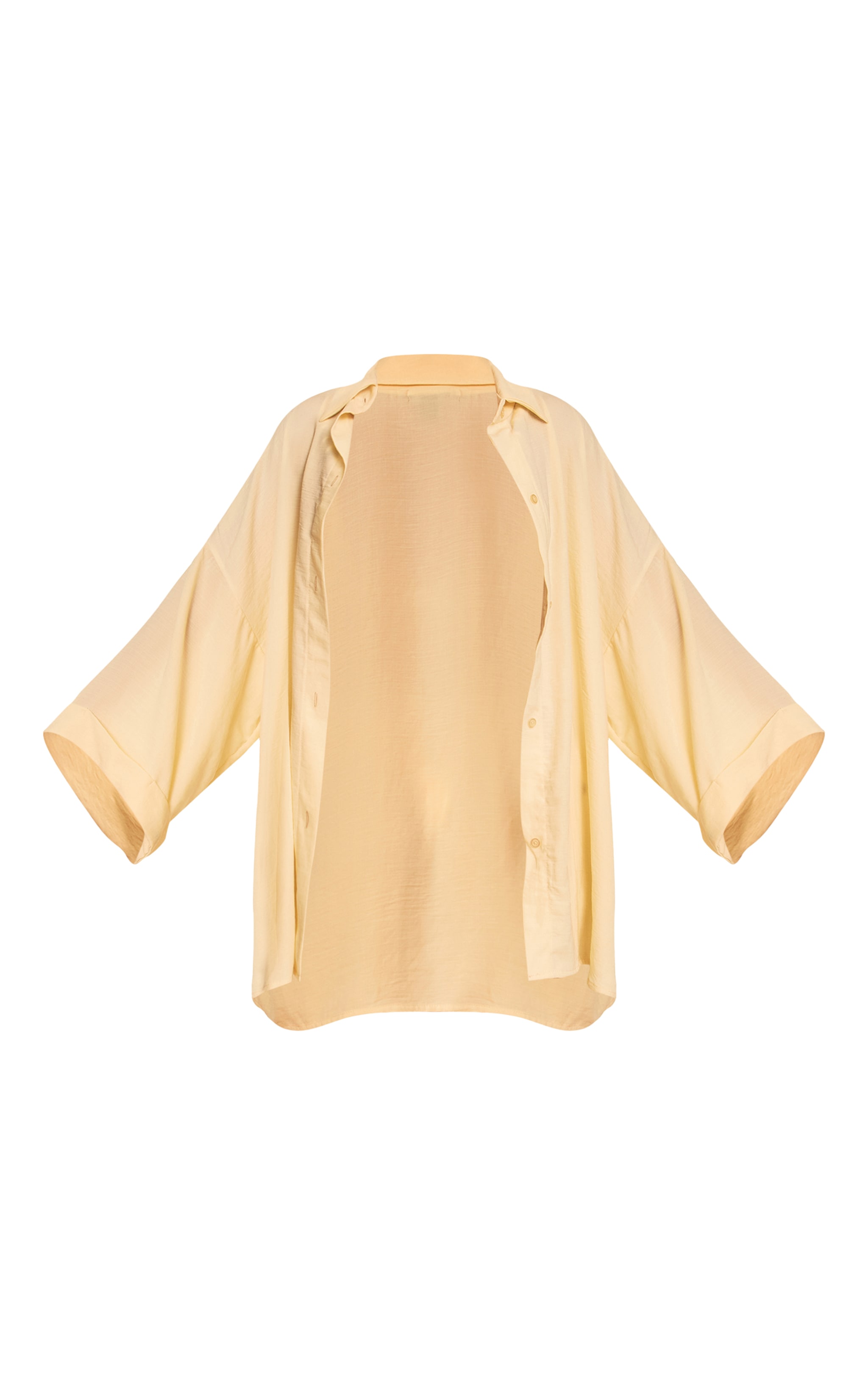 Butter Yellow Linen Look Oversized Drop Shoulder Beach Shirt image 5