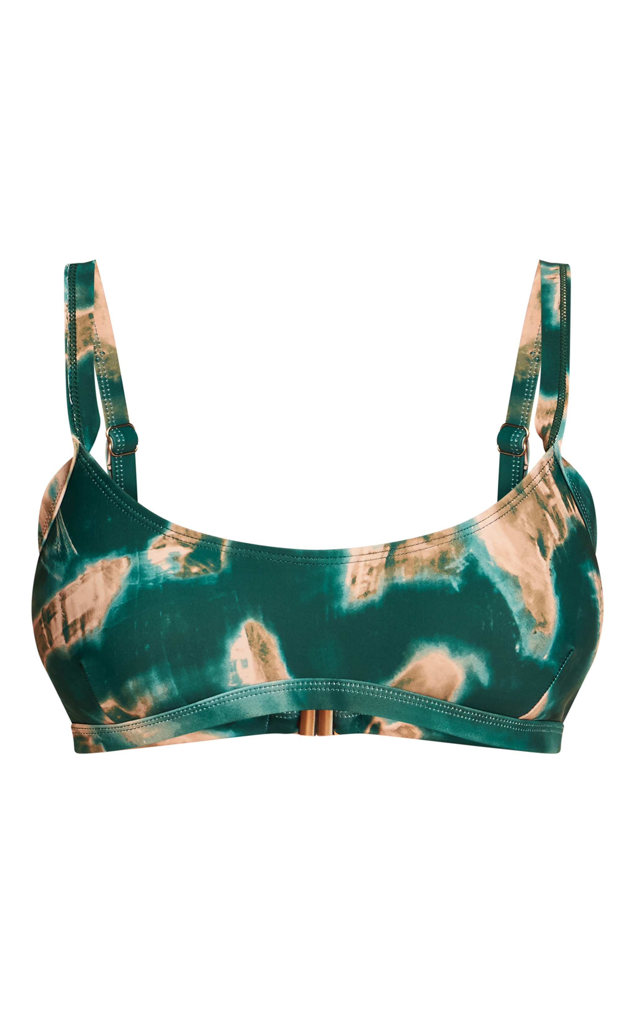 Teal Shell Tie Dye Scoop Bikini Top image 5