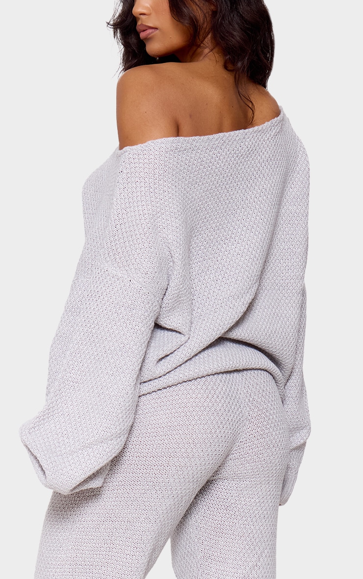 Grey Waffle Knitted Lounge Set image 2