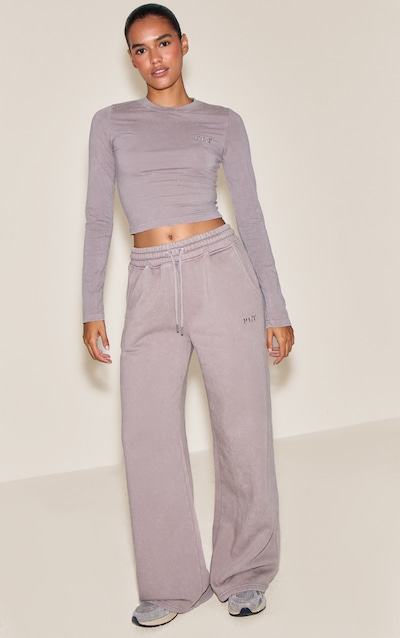 Charcoal Oversized Washed Wide Leg Sweatpants