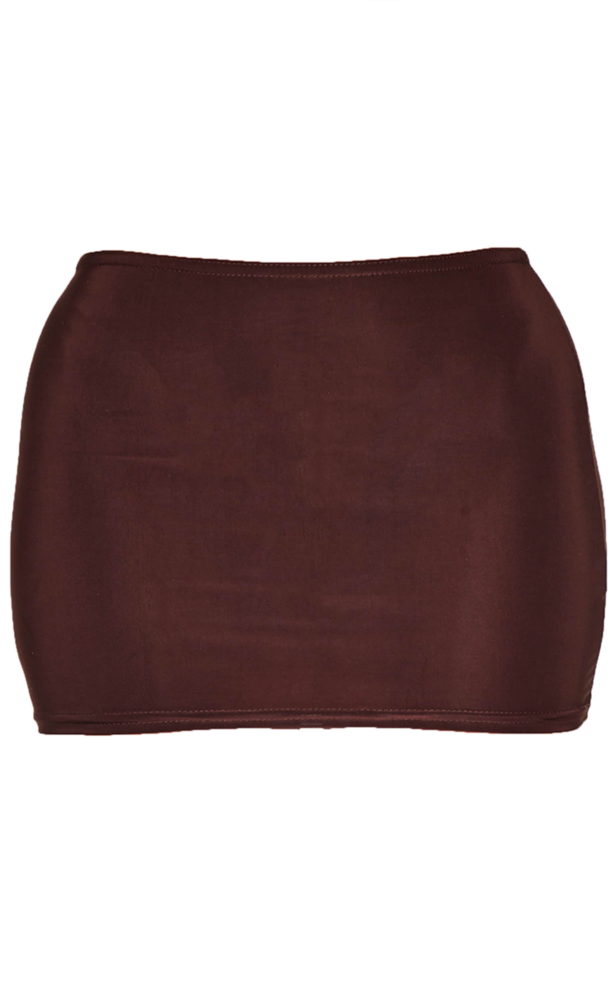 Petite Chocolate Slinky Low Rise Micro Mini Skirt image 6