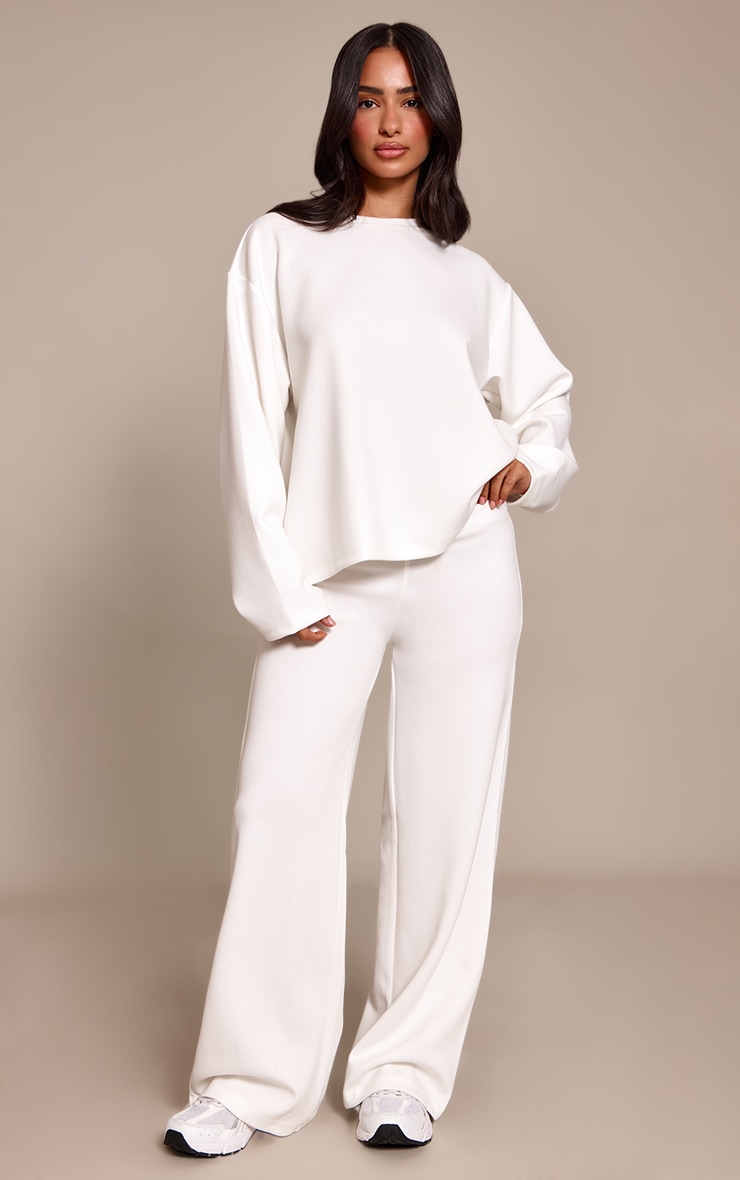 Petite White Modal Oversized Long Sleeved T-shirt image 3