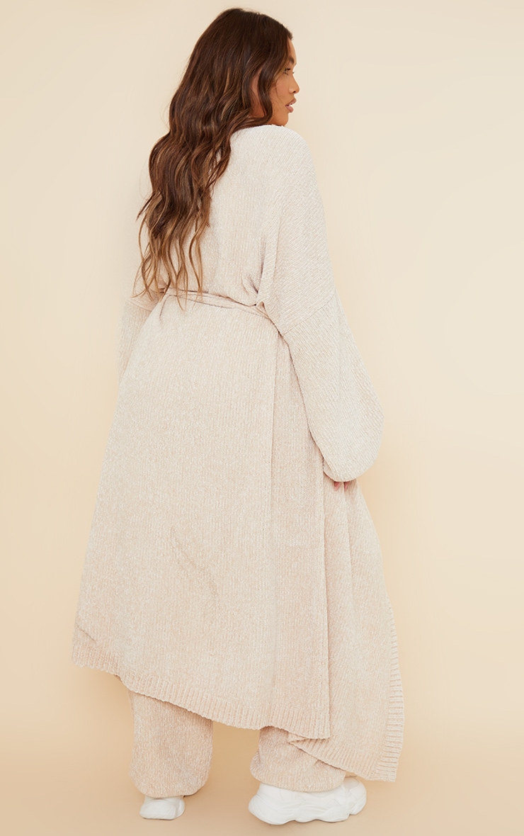 Plus Cream Chenille Belted Cardigan PrettyLittleThing