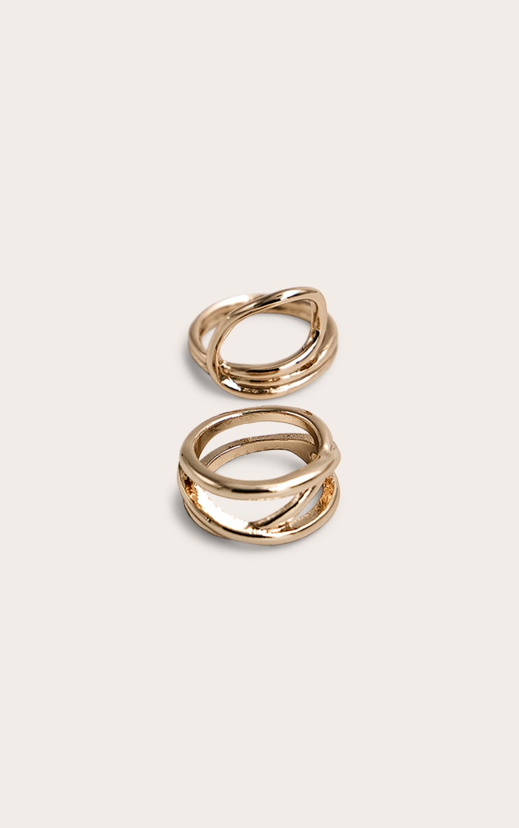 Gold Abstract Multipack Rings image 3