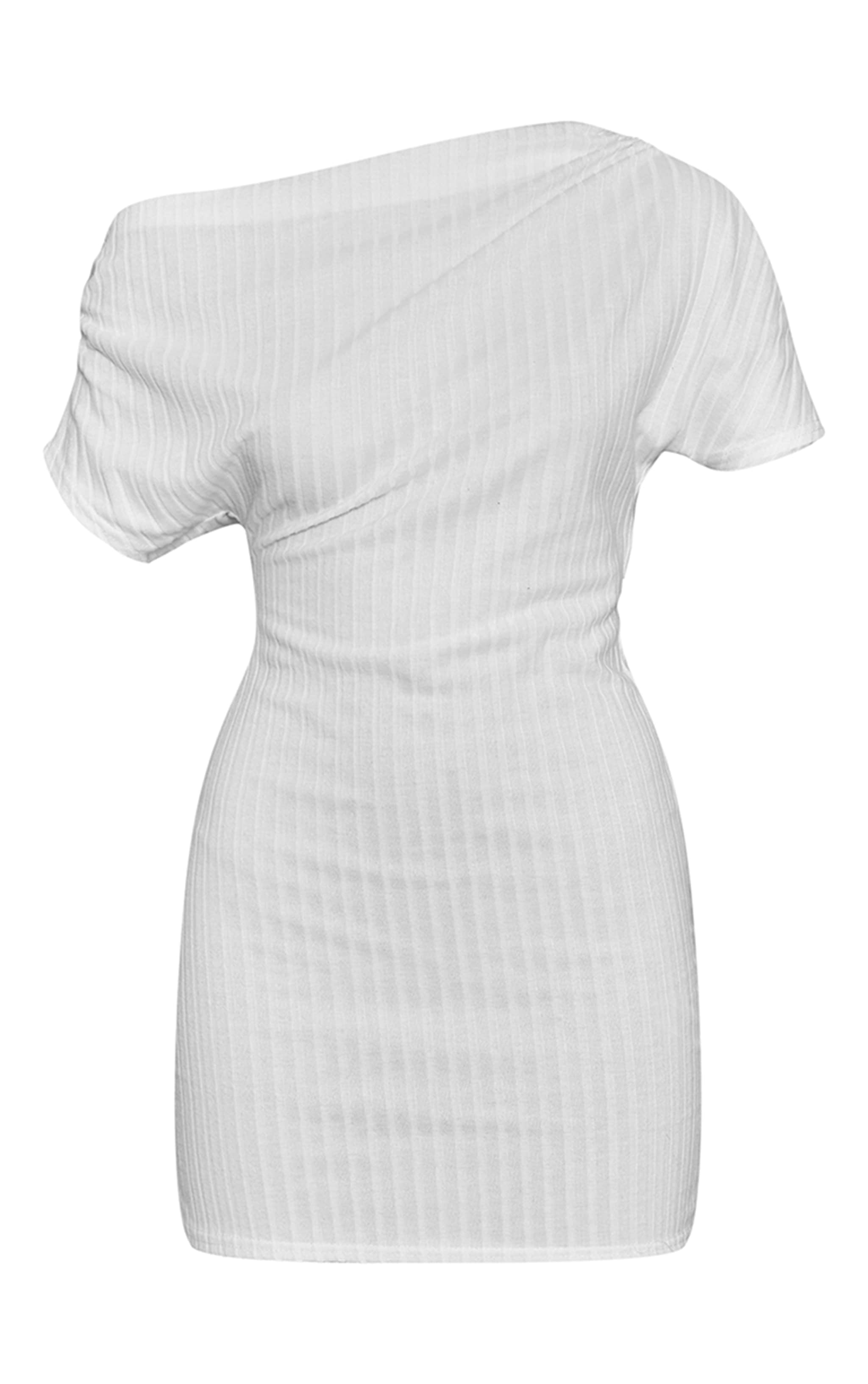 Cream Rib Boat Neck Bodycon Dress image 5