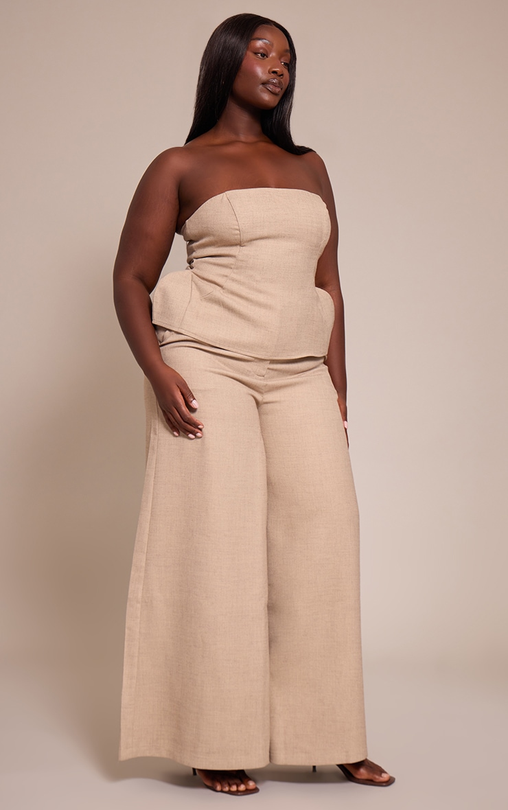Plus Stone Woven Tailored Extreme Wide Leg Pants image 1