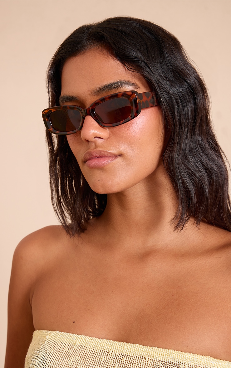 Amber Tortoise Shell Chunky Angled Sunglasses image 1