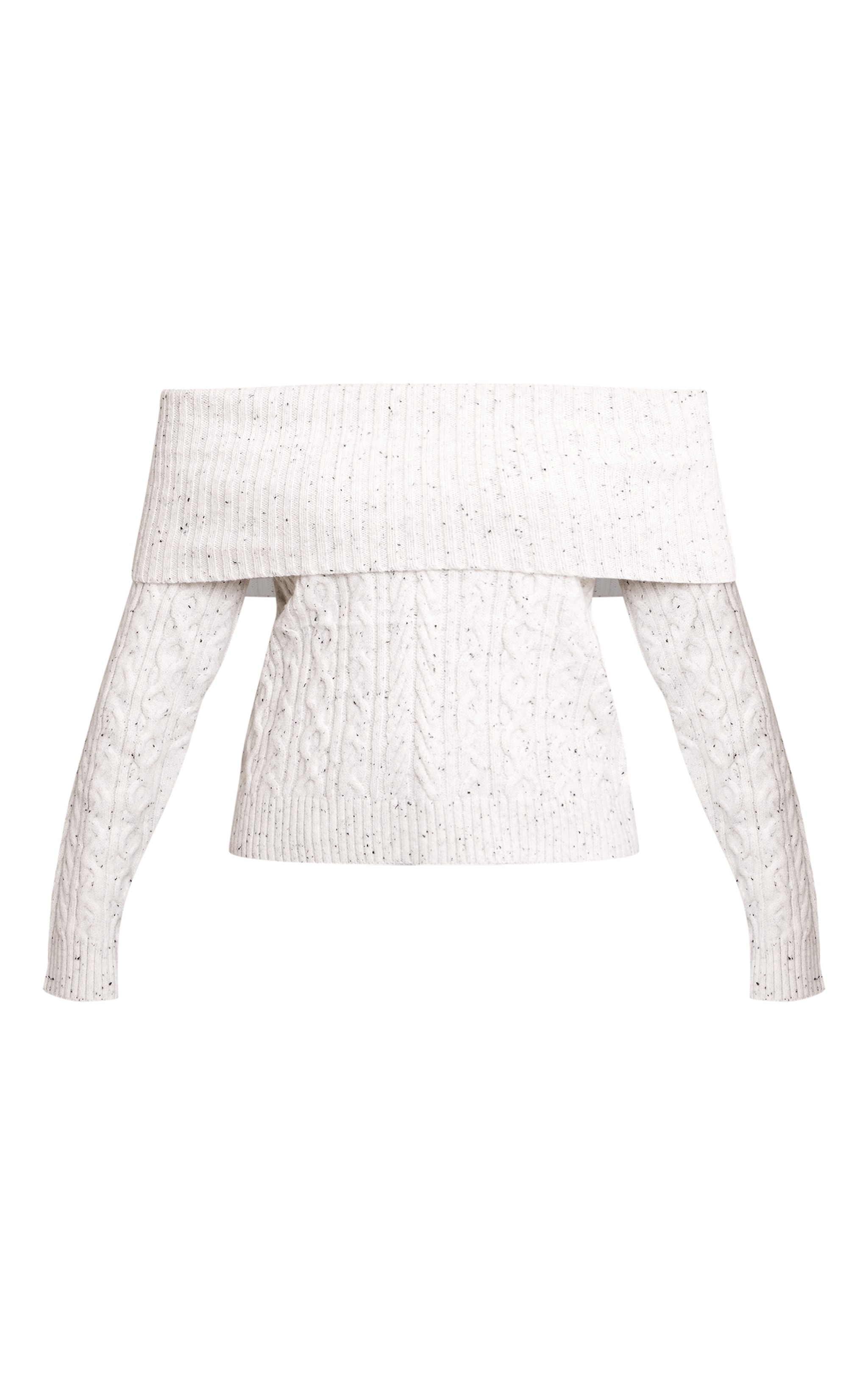 Light Grey Speckle Cable Knit Bardot Sweater image 5