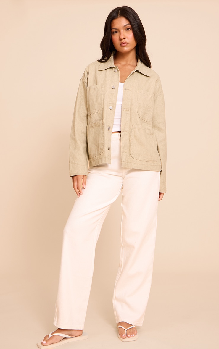 Sand Curved Pocket Denim Jacket image 3