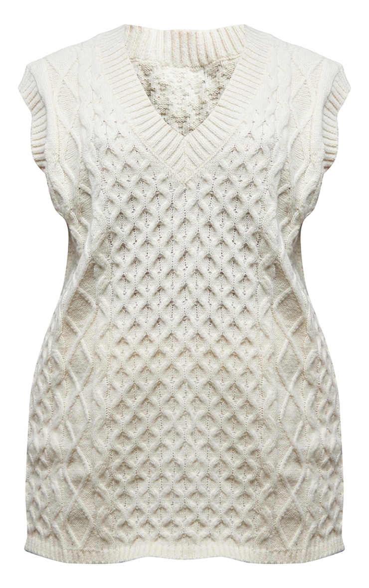 Cream Oversized Cable Knit Tank image 5