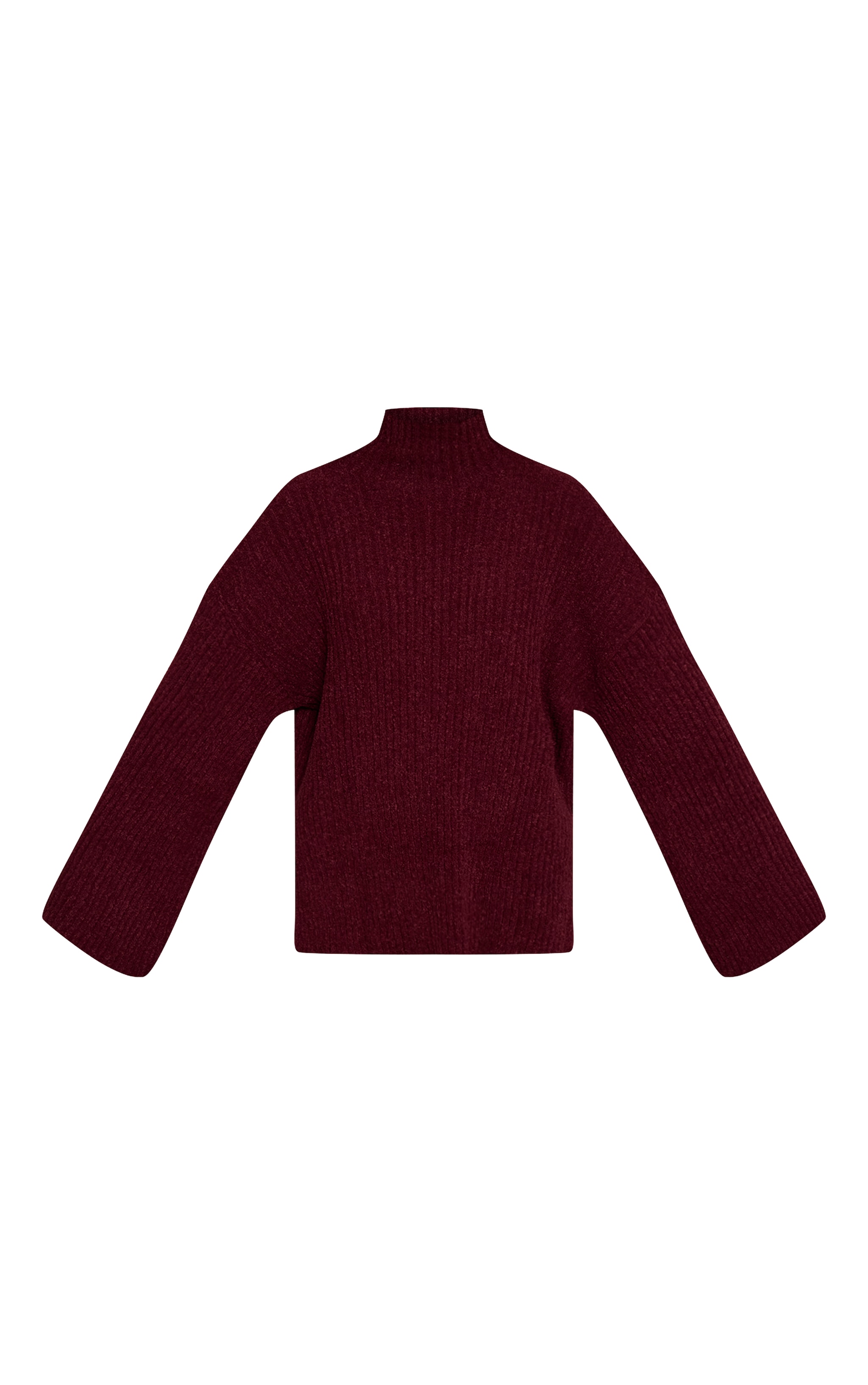 Burgundy Rib Boucle Knit Oversized Sweater image 5