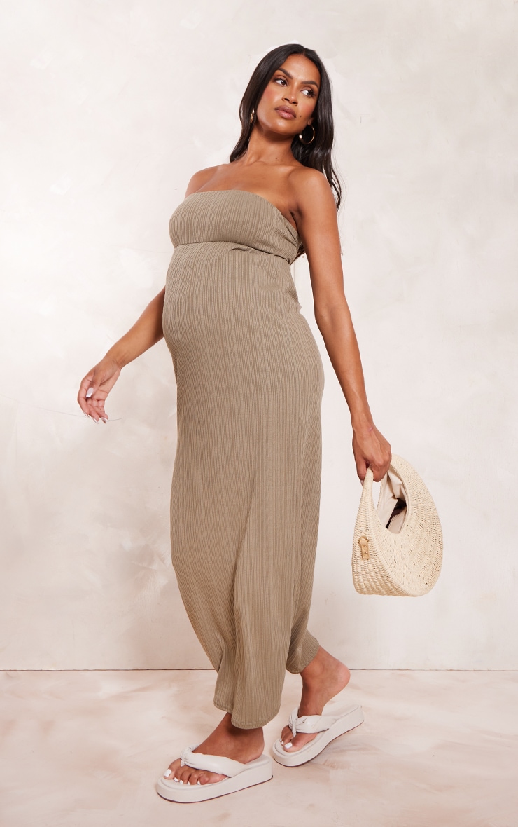Maternité Robe De Grossesse Bustier Longue Taupe Future Maman