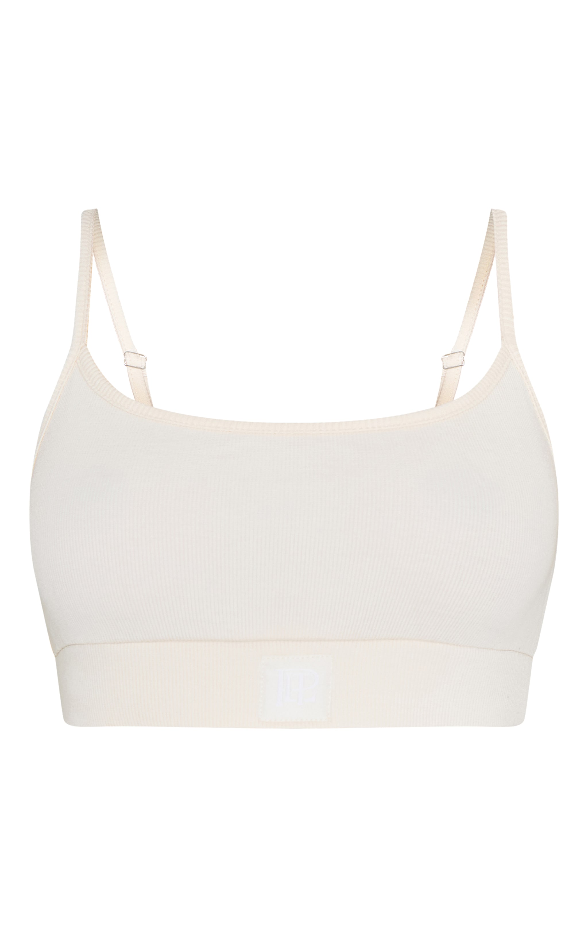 PrettyLittleThing Bralette de pyjama tonal élastique côtelée crème image 5