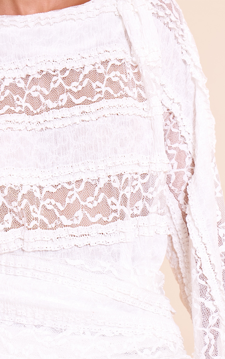 White lace Boat Neck Mini Shift Dress image 4