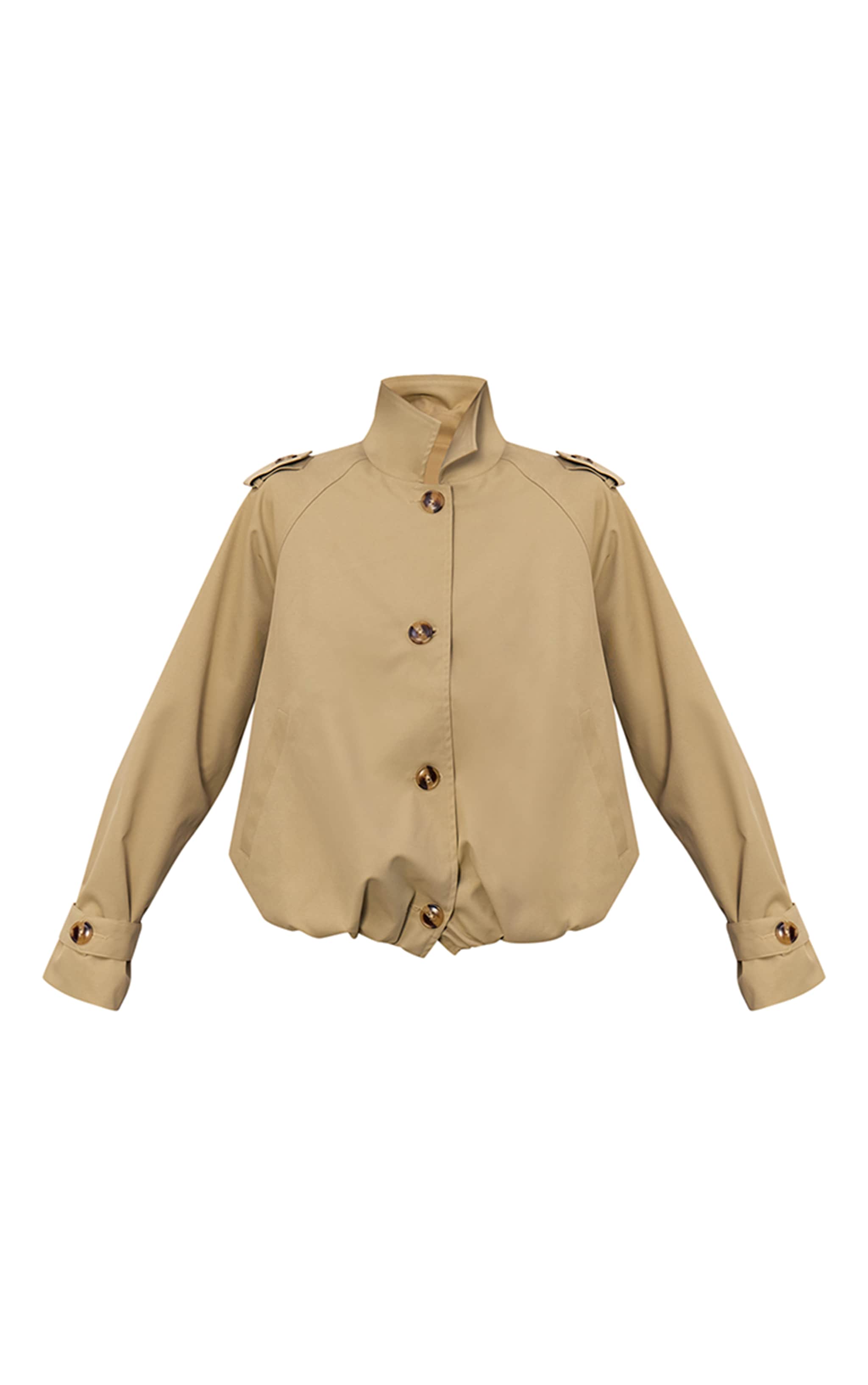 Veste style trench court gris pierre à ourlet bouffant image 6