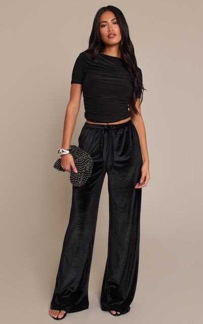 Black Velvet Drawstring Pants