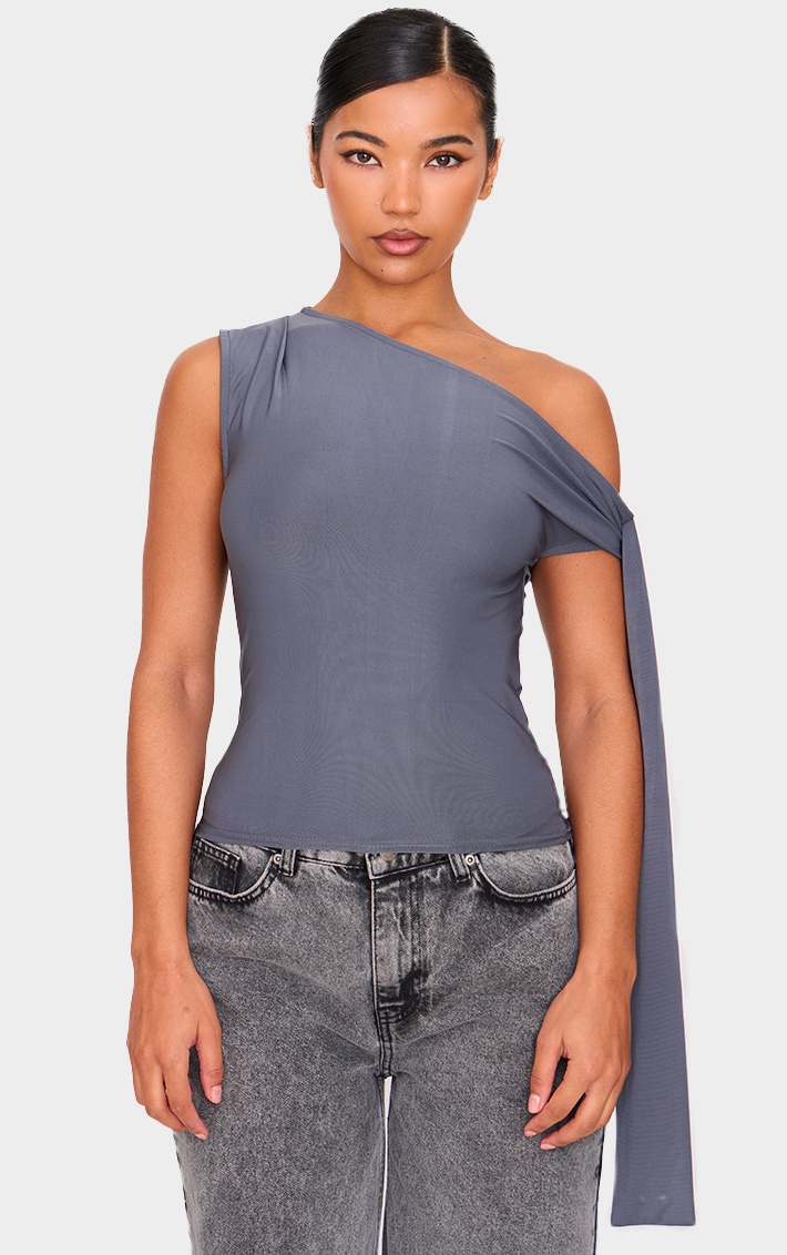 Robe Longue Fendu Le Côté épaule Asymétrique élégant De Soirée