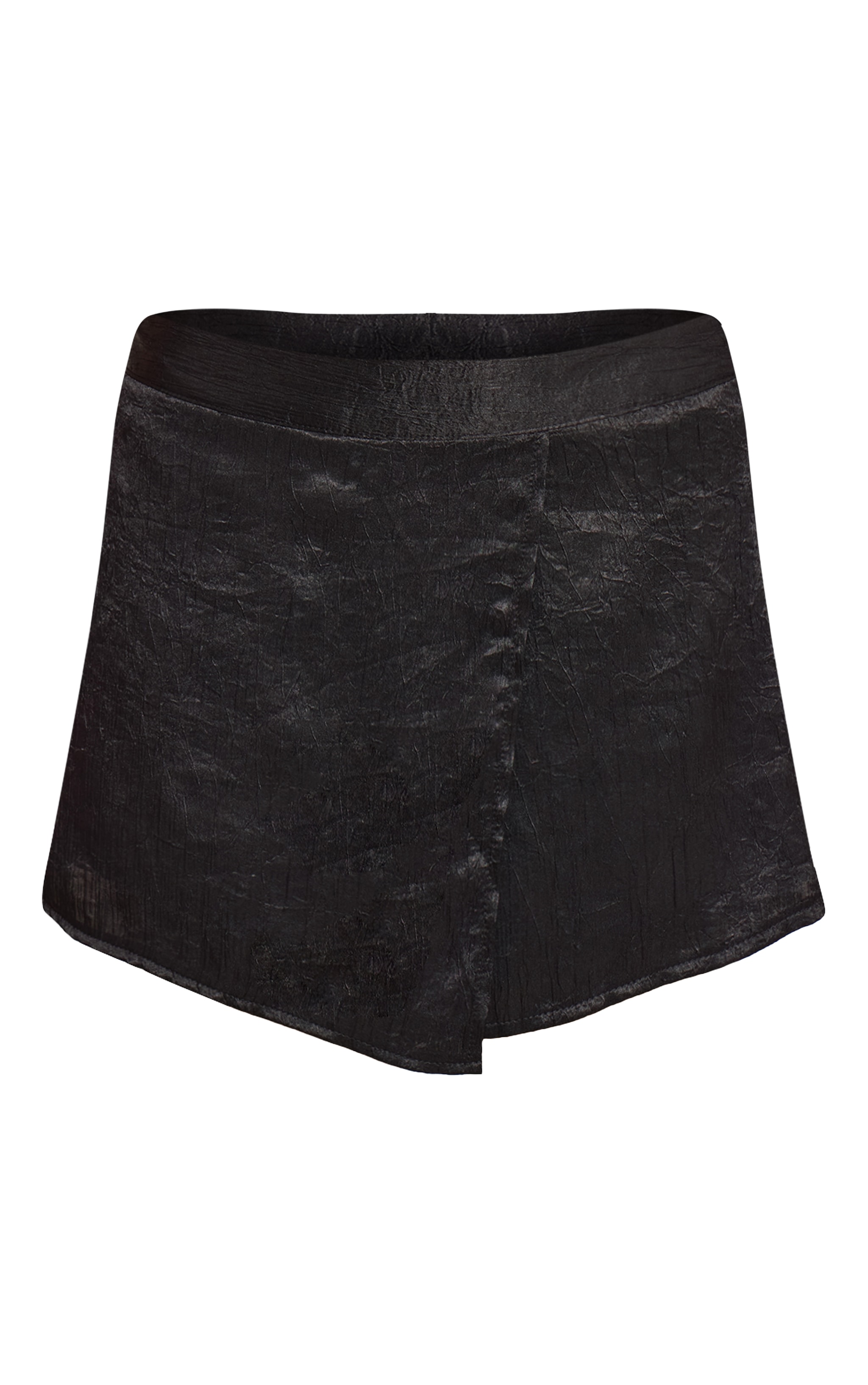 Black Textured Satin Floaty Skort image 6