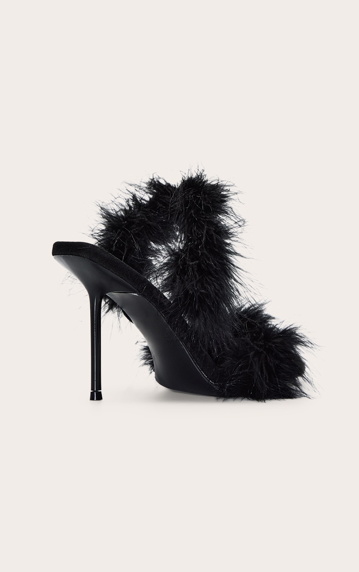Black Feather Strap Court Heels image 4
