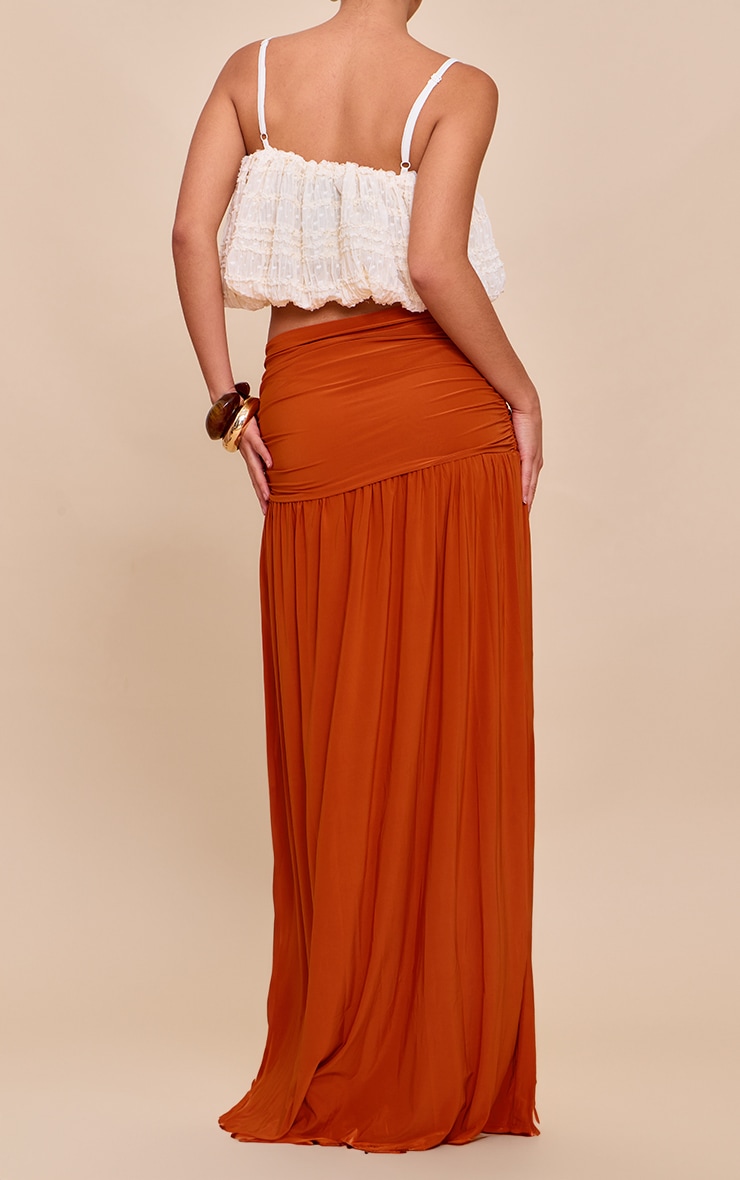 Burnt Orange Overlay Double Layer Maxi Skirt | Bottoms