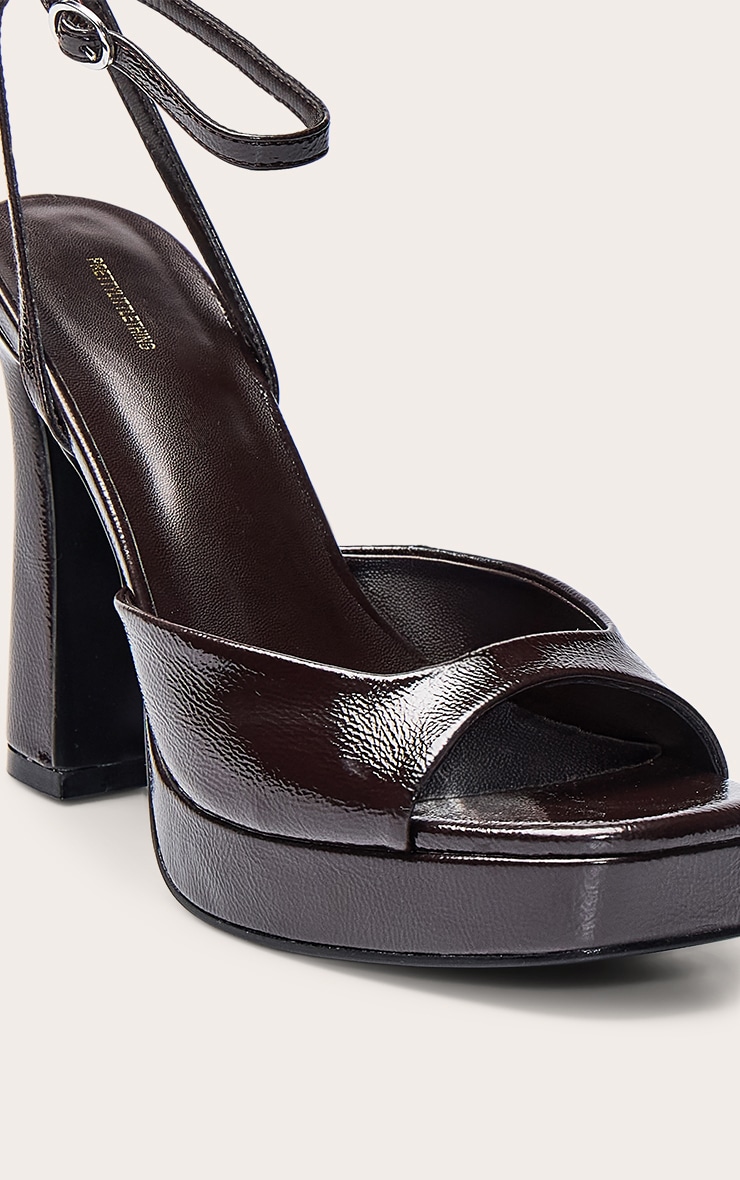 Chocolate Patent Crinkle Platform Heel image 5