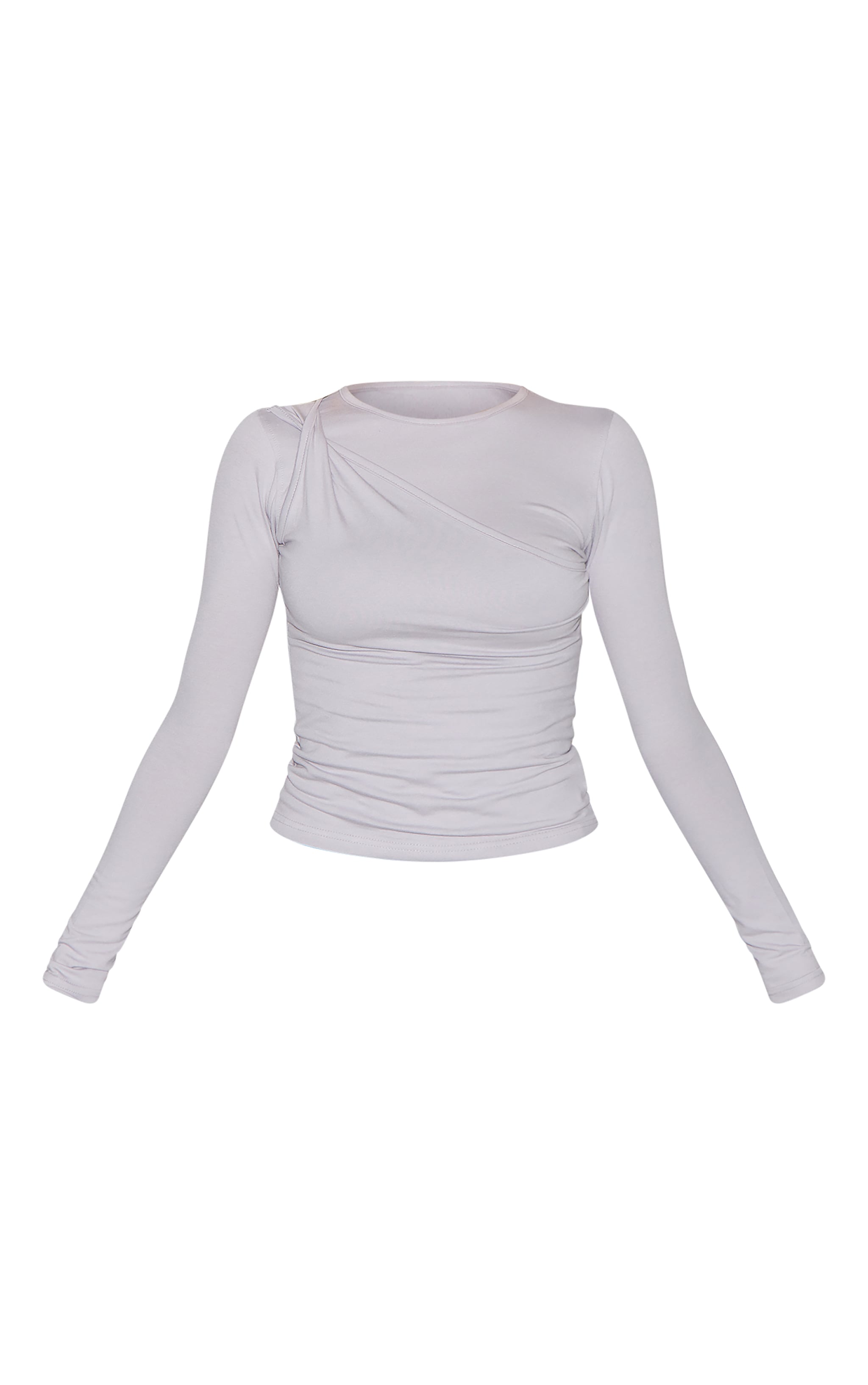 Grey Twist Detail Overlay Long Sleeve Top image 5