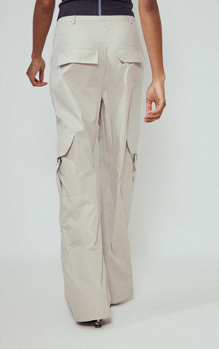 Cream Buckle Detail Wide Leg Cargos image 3