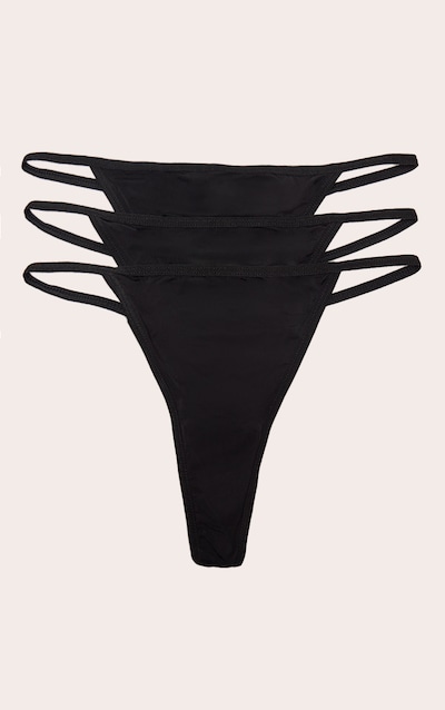 Lot de 3 strings en microfibre noire