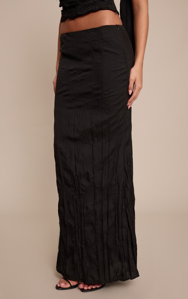 Black Crinkled Woven Maxi Skirt image 2