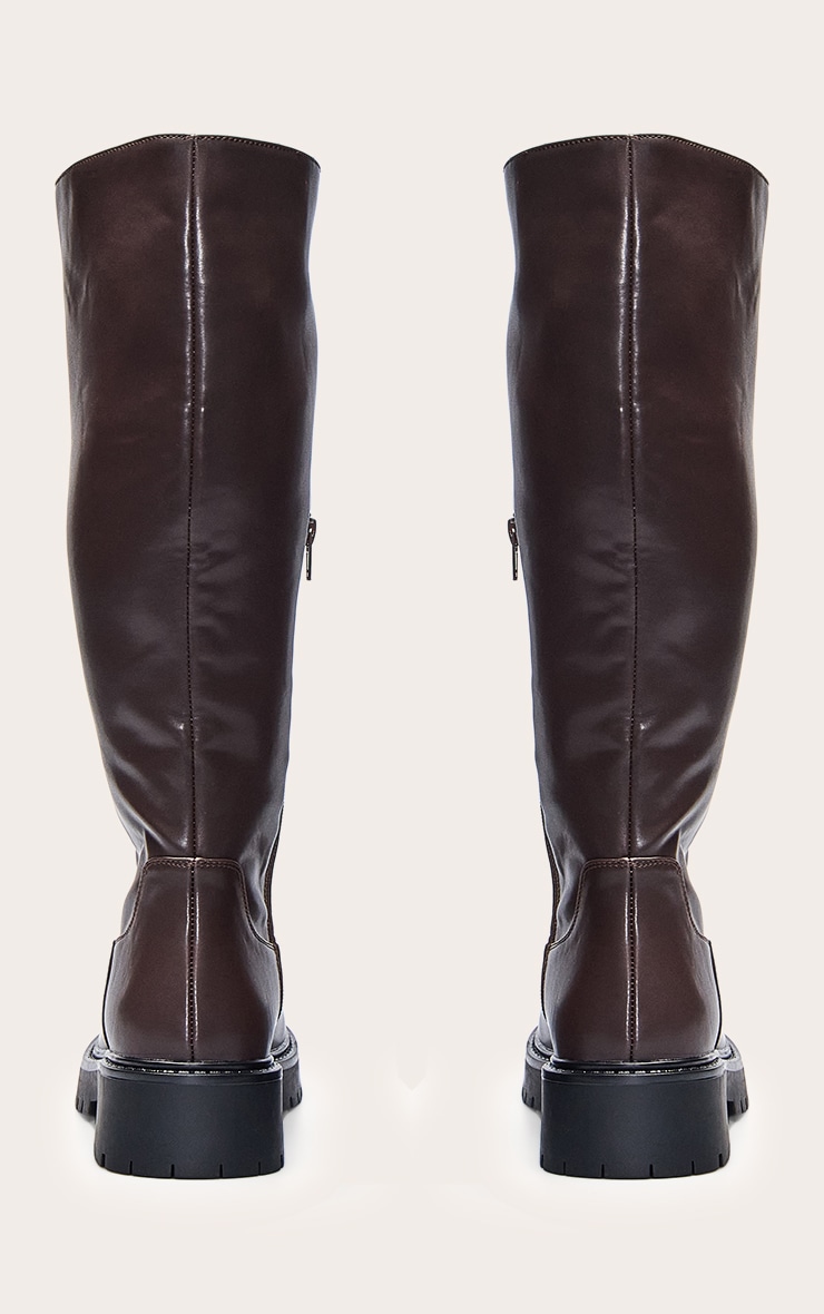 Chocolate Chunky Cleated Sole Knee Boot image 4