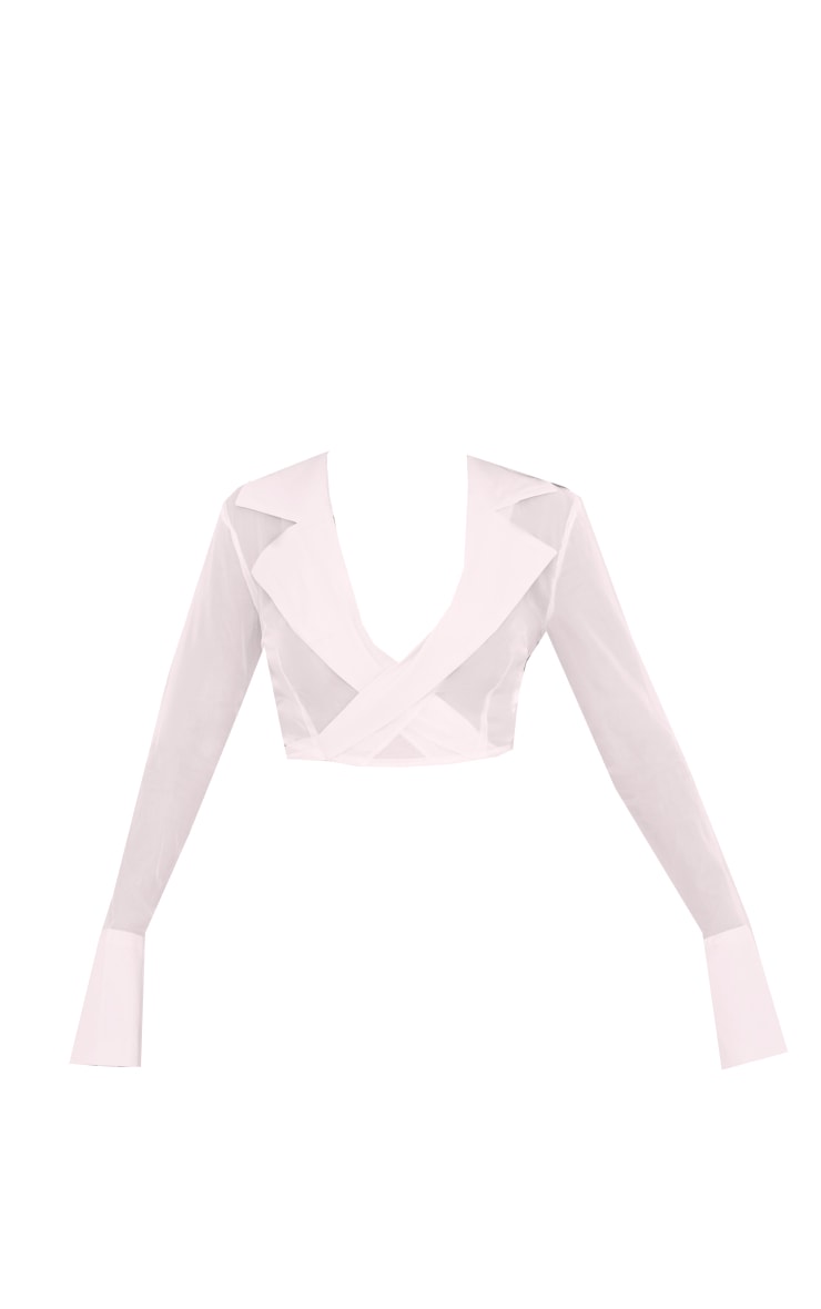 Candy Pink Sheer Crop Shirt image 5