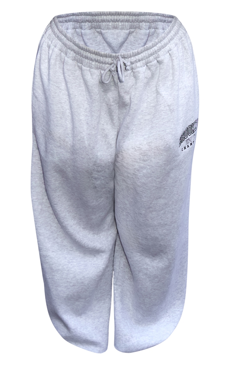 Plus Ash Grey Brooklyn Embroidered Cuffed Hem Sweatpants image 5