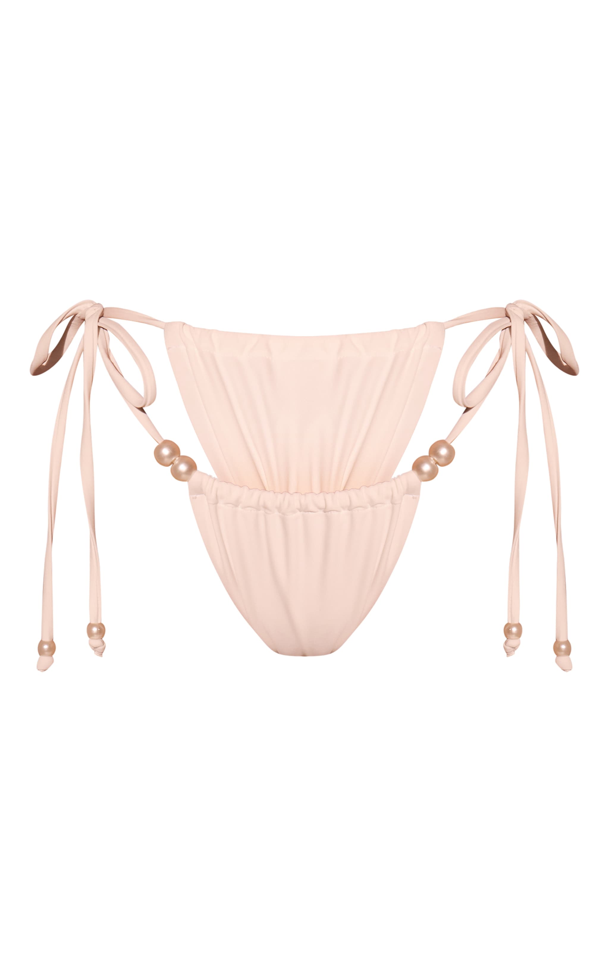 White Pearl Trim Tie Side Bikini Bottoms image 5