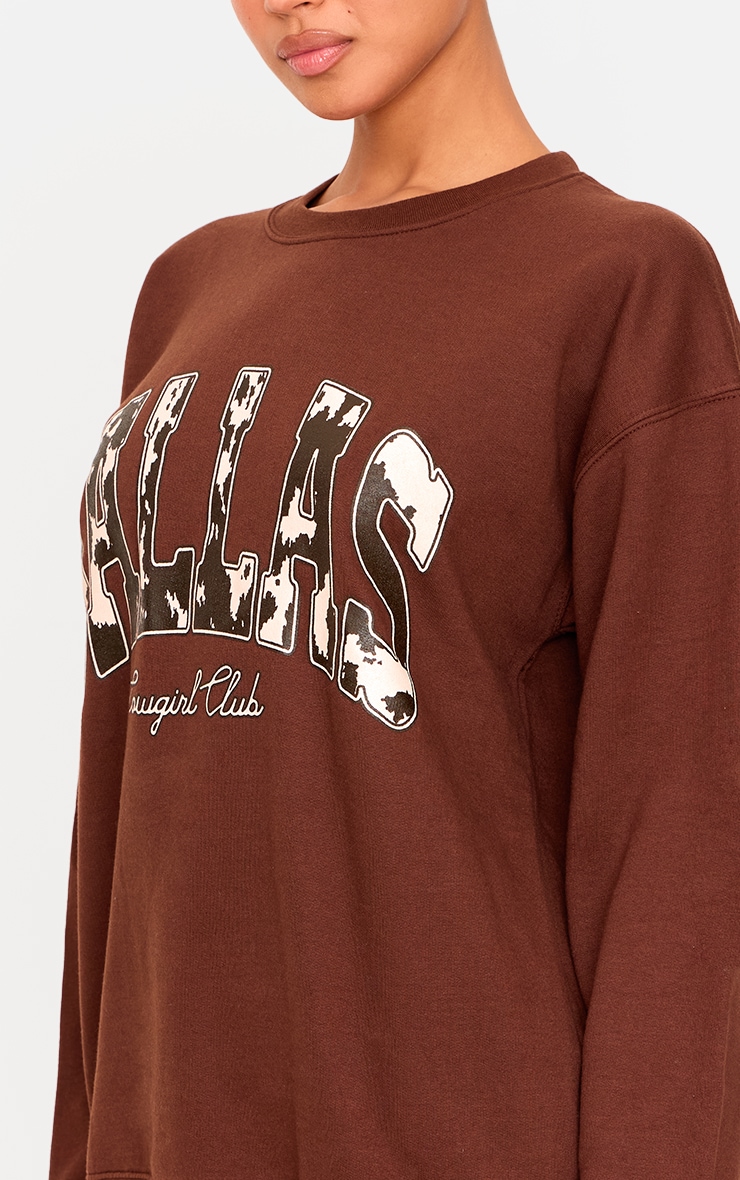 Sweat chocolat imprimé vache à graphique "Dallas" image 4