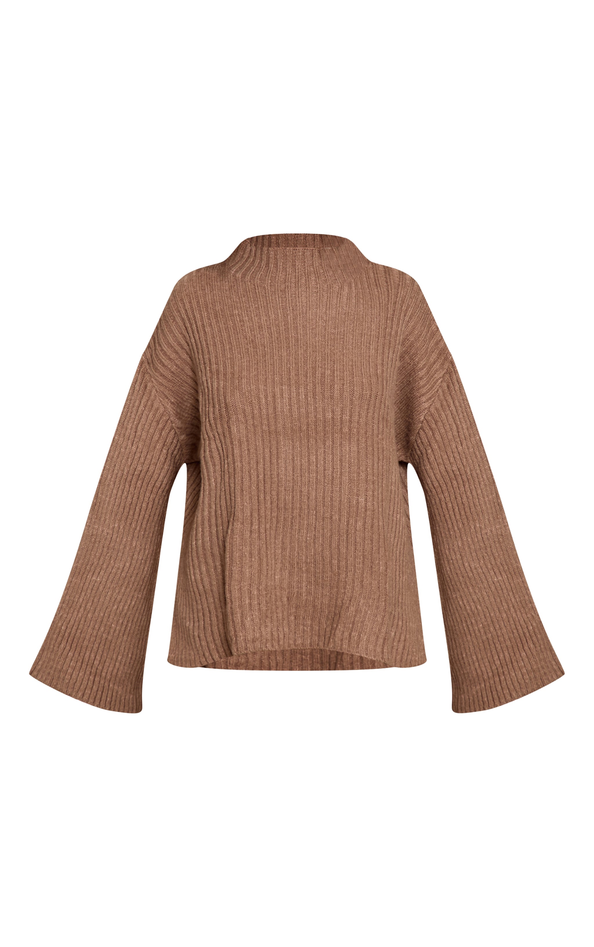 Petite Mocha Luxe Rib Knit Oversized Sweater | Petite | PLT USA