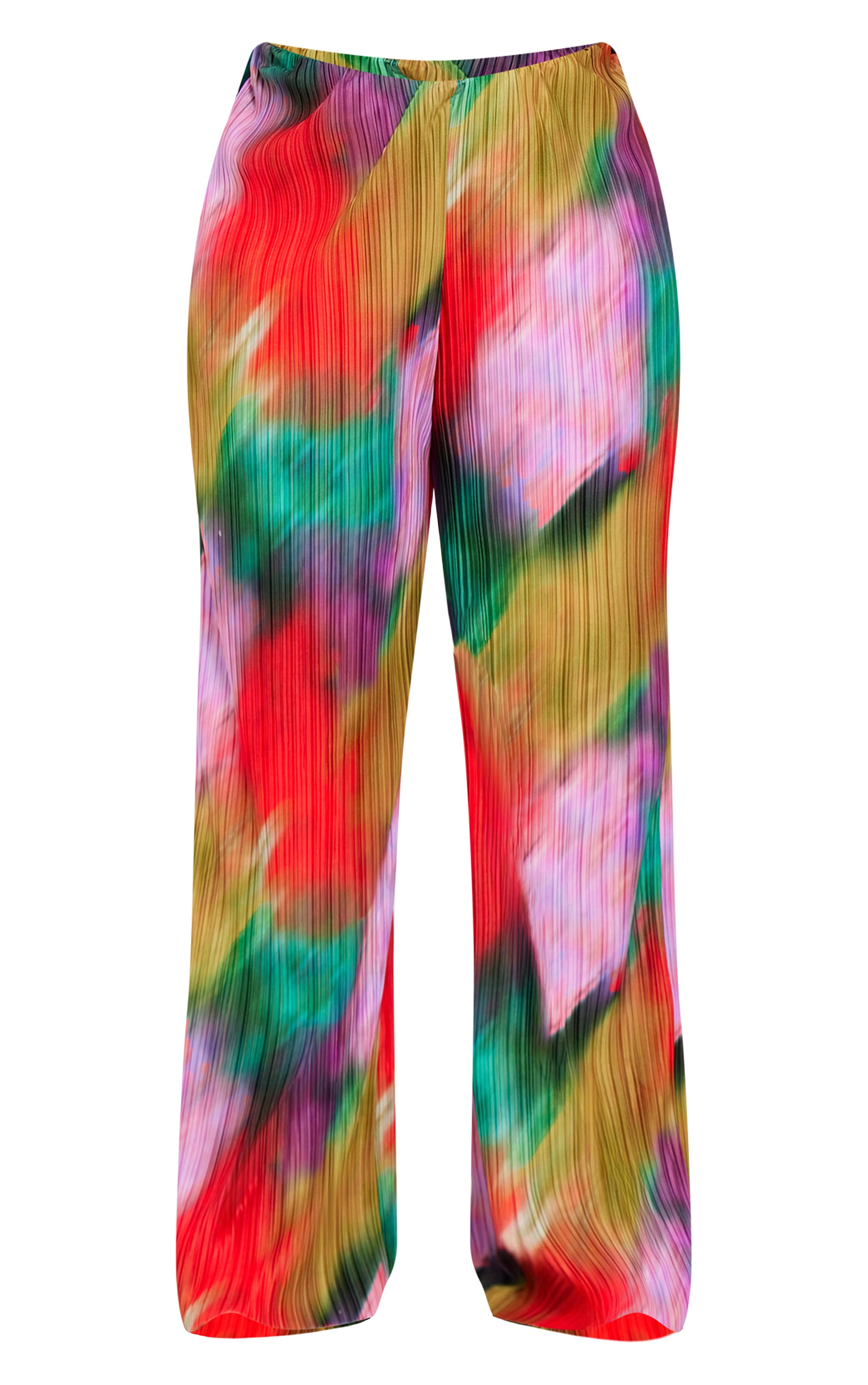 Plus Multi Print Plisse Wide Leg Trousers image 5