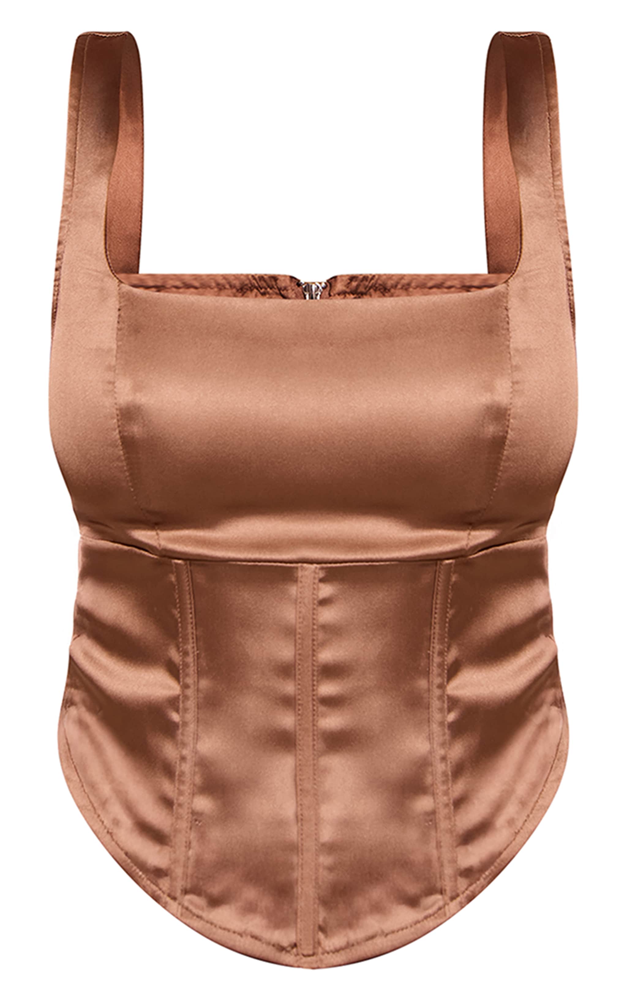 Shape mocha satin square neck Corset Top image 5