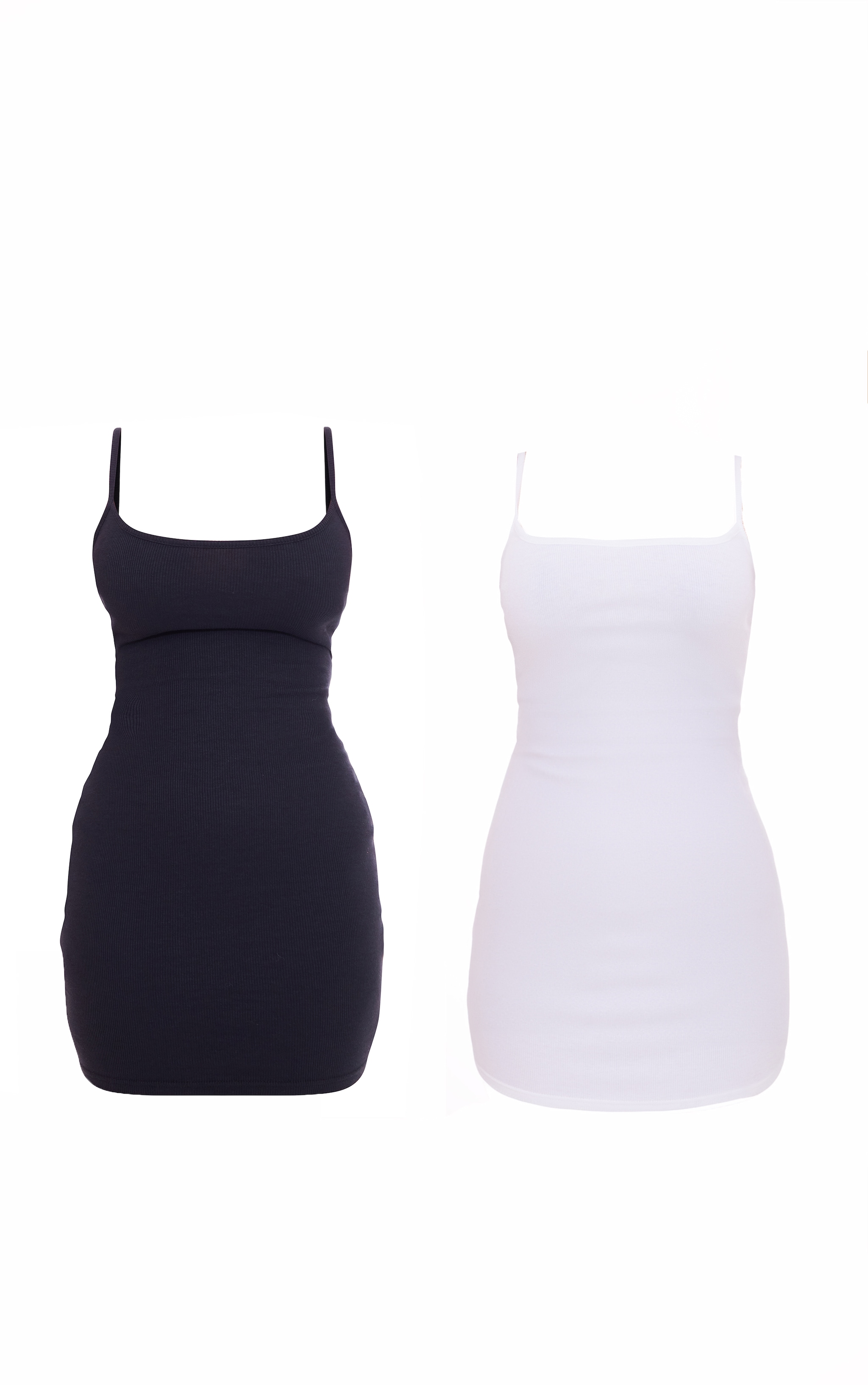 Black & White 2 Pack Rib Strappy Bodycon Dress image 5