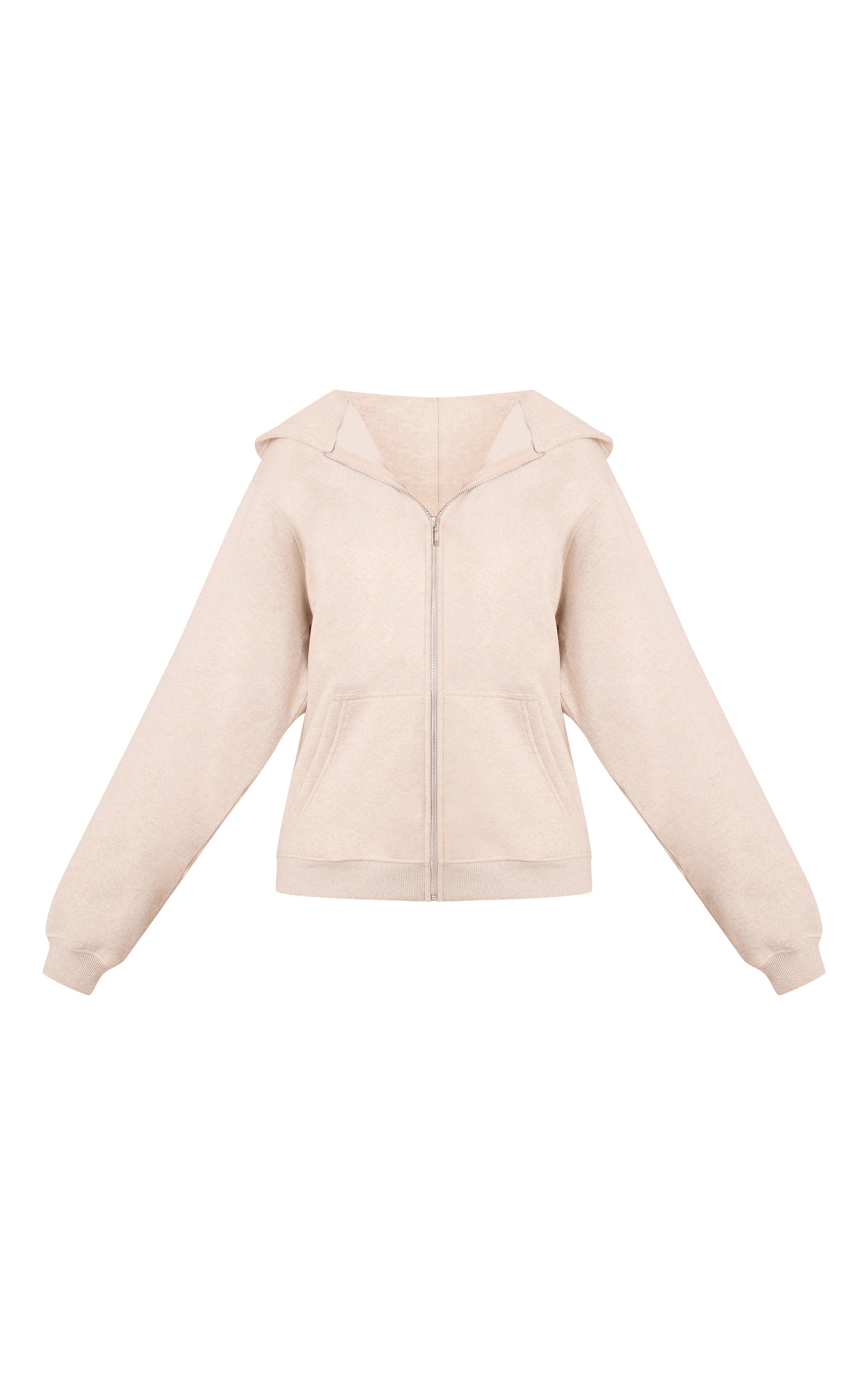 Tall Oatmeal Marl Zip Through Hoodie image 5