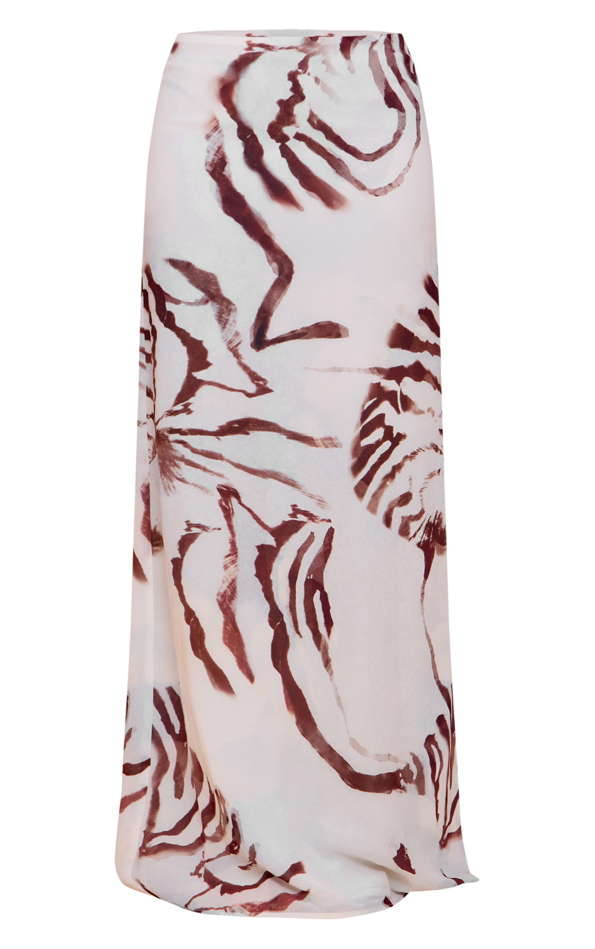 White Shell Print Chiffon Split Maxi Skirt image 5