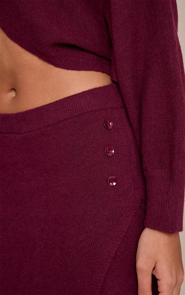 Burgundy Wrap Knit Maxi Skirt image 4