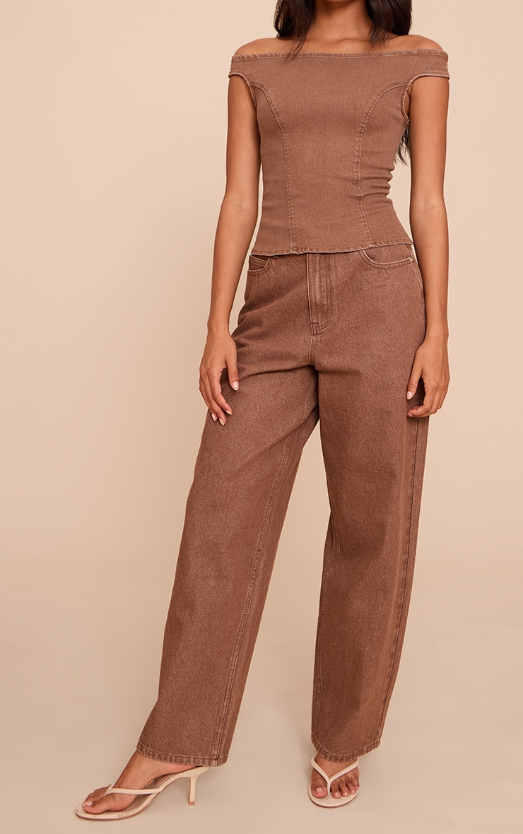 Brown Lightweight Slouchy Wide Leg Jean image 2